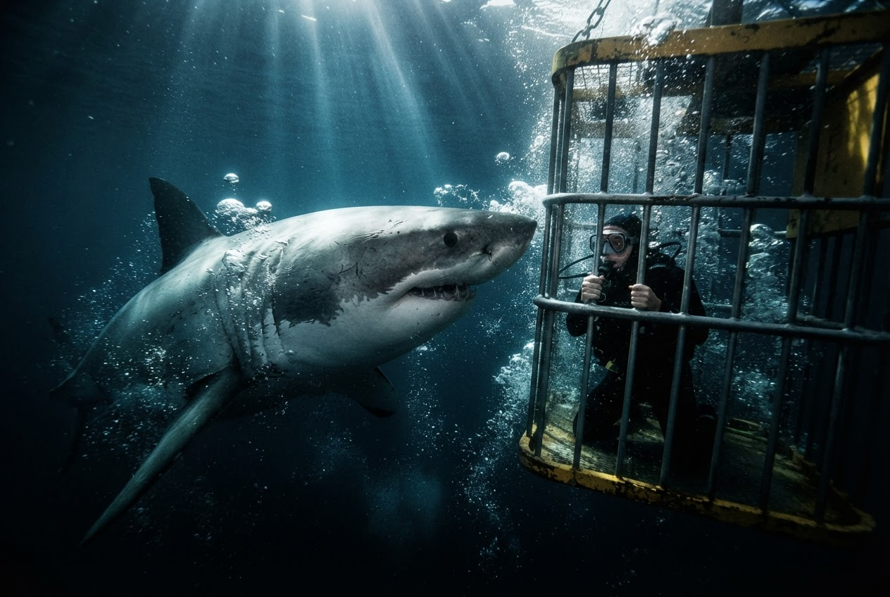 What It's Like to Go Cage Diving With Great White Sharks